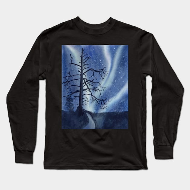 Aurora Borealis Long Sleeve T-Shirt by Sandraartist